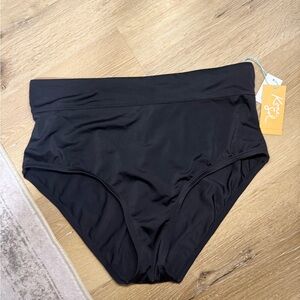 Kona Sol Women's Black High-Waist Bikini Bottom